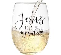 Jesus Touched My Water Wine Glass - Funny Christian Gift For Women - Humorous Gifts For Retired Coworkers Birthdays For Mom - Retirement Gift for Her From Daughter - Bachelorette Party