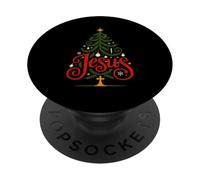 Jesus Tree Christian Christmas Faith Snowflakes Cross PopSockets Adhesive PopGrip