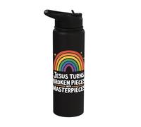 Jesus Turns Broken Pieces Into Masterpieces Stainless Steel Insulated Water Bottle