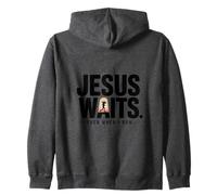 Jesus Waits Even When I Run Christian Backprint Zip Hoodie