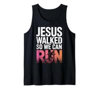 Jesus Walked So We Can Run Christian Workout Running Tank Top