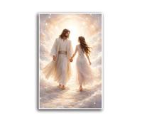 Jesus Walking in Heaven Canvas Wall Art Serene Cloudscape Painting Inspirational Christian Decor Spiritual Religious Print Indoor Decor for Home Offices Living Room Bedroom Prayer Room Farmhouse