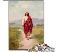 Jesus Walking on The Road 1000 Piece Jigsaw Puzzles for Teenagers, Decompressing Intellectual Educational Toy Educational Game for Birthday, Chrismas (50x75cm)
