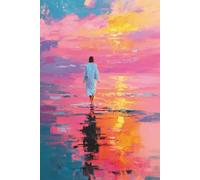 Jesus Walking on the Water Journal: Pink Sunset Devotional Notebook - Modern Art Christian Prayer and Bible Study for Women