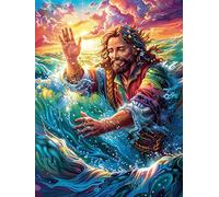 Jesus Walking on Water 500 Piece Jigsaw Puzzle for Adults Weekend Hobby Creative Challenge No Duplicate Pieces Ideal Retirement Gift 500 PCS