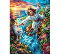Jesus Walking on Water 500 Piece Premium Jigsaw Puzzle Accompany Fairy Tale Animal For Men Educational Decompression Adults Anxiety Memory Care Mothers Valentines Premium Cardboard 500 PCS