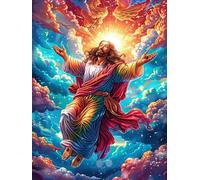 Jesus Walking on Water at Sunrise 500 Pieces Premium Jigsaw Puzzle Science Fiction Magical Dream Adult Jigsaws Educational Challenge Mental Exercise Wall Art Winter Thick Cardboard 500 P