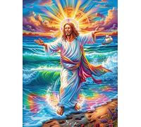 Jesus Walking on Water at Sunset 300 Piece Jigsaw Puzzle for Adults Teens Science Fiction Magical Dream Post Work Wind Down Mind Calming Whimsical Design for Friends 300 PCS