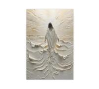 Jesus Walking on Water Canvas Painting Poster - Spiritual Wall Decor, Divine Light Modern Canvas Art, Ready to Hang Artwork, Christian Gift Unframe-style 16x24inch(40x60cm)