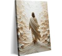 Jesus Walking on Water Canvas Wall Art Abstract Christian Spiritual Picture Wall Decor Christ I Will Walk With Jesus Poster Print for Living Room Bedroom Office Church Decoration 12x16in