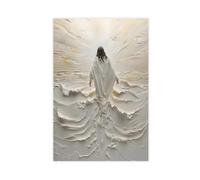 Jesus Walking on Water Canvas Wall Art Christian Spiritual Wall Decor Pictures Divine Light Modern Religious Posters Prints for Living Room Bedroom Church Decoration Unframe-style-1 08x12inch(20x30cm)