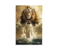 Jesus Walking On Water Canvas Wall Art Ocean Pictures Abstract Lion Poster Christian Artwork Vintage Jesus Picture Christian Prints Abstract Animal Painting Modern Lion Wall Art Wall Art Prints Photo