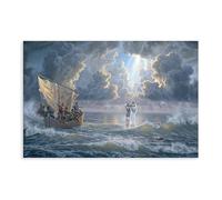 Jesus Walking On Water Poster, Jesus Christ Wall Art, Christian Canvas, Room Decor 12x18inch(30x45cm)