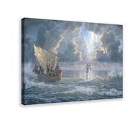 Jesus Walking On Water Poster, Jesus Christ Wall Art, Christian Canvas, Room Decor 16x24inch(40x60cm)