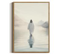 Jesus Walking on Water Reflection Framed Canvas Wall Art 12x16 inch