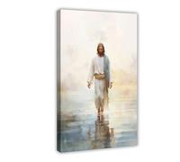 Jesus Walking on Water Wall Art, Christian Poster, Jesus Portrait, I Will Walk With Christ LDS, Bible Verse Wall Art 08x12inch(20x30cm)