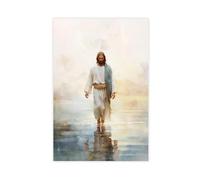 Jesus Walking on Water Wall Art, Christian Poster, Jesus Portrait, I Will Walk With Christ LDS, Bible Verse Wall Art 16x24inch(40x60cm)