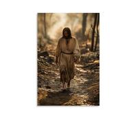 Jesus Walks Barefoot through A Burned Village, Restoring Walls And Hearts with Every Silent Step. Contemporary Wall Mural - Decorative Hanging Poster Art 08x12inch(20x30cm)