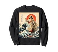 Jesus Walks On Water Vintage Japanese Arts Christian Graphic Sweatshirt