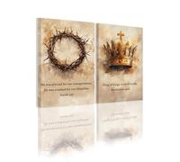Jesus Wall Art 2 Piece Set Crown of Thorns and Crown of Glory Christian Watercolor Wall Decor 16x24 Inch Unframed Canvas Prints Isaiah 53:5 Scripture Art Religious Room Decor for Home or Church