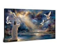 Jesus Wall Art Christian Canvas Prints Religious Wall Decor Dove Wall Pictures Bible Verse Artwork Faith Inspired Scripture Art Decoration for Living Room Bedroom Hallway Office Modern Decor 50x100cm