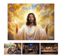 Jesus Wall Calendar 2026 - Jesus Wall Planner - Religious Calendar | for Home Office Sunday School Classroom Devoted Families Believers Chaplains