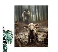 Jesus Wall Decorations | Spiritual Artwork Poster Set | 12x16 Inch Framed Canvas of Jesus Chasing the Lost Lamb for Peaceful Home Atmosphere | Wall Art Religies