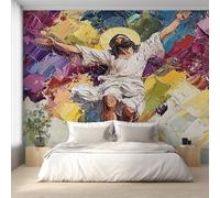 Jesus Wallpaper for Living Room, Colorful Oil Painting Wall Mural for Bedroom 366x254 cm, Non-Woven Photo Wallpaper, Home Decor D&O98