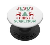 Jesus was The First Scarecrow Funny Ugly Xmas Sweater Style PopSockets Adhesive PopGrip