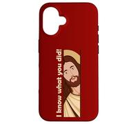 Jesus Watching Peeking I know what you did Christian Meme Case for iPhone 16
