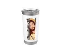 Jesus Watching Peeking I Will be Telling Dad Christian Meme Stainless Steel Insulated Tumbler