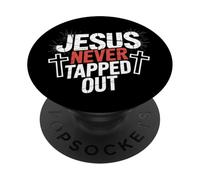 Jesus Will Never Tapped Out Christian Wrestle Wrestling PopSockets Adhesive PopGrip