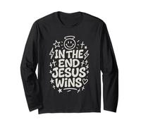 Jesus Wins Christian Hand-Drawn Faith Inspirational Design Long Sleeve T-Shirt