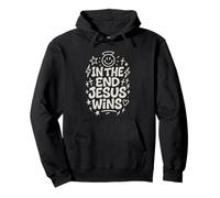 Jesus Wins Christian Hand-Drawn Faith Inspirational Design Pullover Hoodie