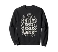Jesus Wins Christian Hand-Drawn Faith Inspirational Design Sweatshirt