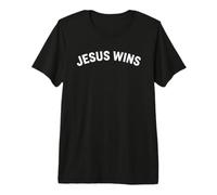 Jesus Wins Christian Scripture Faith Religious Typography Premium T-Shirt