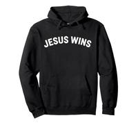 Jesus Wins Christian Scripture Faith Religious Typography Pullover Hoodie