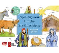 Jesus wird geboren. Erzählschienen-Figurenset: Spielfiguren zum Ausschneiden und Skript. Religionspädagogik in Kindergarten und Grundschule