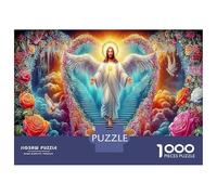 Jesus with Angel Wings 1000 Piece Jigsaw Puzzle Bundle Spiritual Art Classic Jigsaw Puzzle Thick Cardboard Teen Puzzle Fans 12-18 Logic Skill After-School Party Game Best Gift Lovers 70x50cm/1000pcs