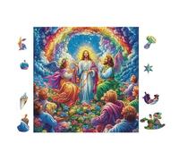 Jesus with Angels 100 Pc Classic Jigsaw Puzzle Puzzle for Adults Hard Challenging Hobby Home Decor Poster Eco Friendly Material 28x28cm