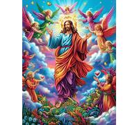 Jesus with Angels in Flower Garden 500 Piece Complete Jigsaw Puzzle Set Teens Beginners Educational Challenge Puzzle Fans Group Play Anniversary Quality Material 500 PCS