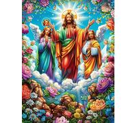 Jesus with Angels in Garden 500 Pc DIY Jigsaw Puzzle Mitos Fantástico Puzzles for Adults Teens Hard Challenging Team Building Stress Reducing Autumn High-grade Rigid Cardboard 500 PCS