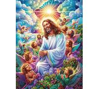 Jesus with Angels in Garden 500 Piece Complete Jigsaw Puzzle Set Mitos Cuento De Hadas Teens Beginners Educational Challenge Puzzle Fans Group Play Anniversary Quality Material 500 PCS