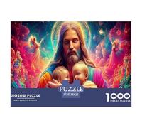 Jesus with Babies 1000 Piece for Adults Women: Man Holding Two Babies Fun And Challenging Family Game & Gift 38x26cm/1000pcs