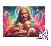 Jesus with Babies 500 Piece Cartoon Style Jigsaw Puzzle - Brain Game, Home Décor & Relaxing Educational Fun (Group Challenge)