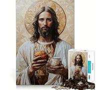 Jesus with Bread And Chalice 1000 Piece Jigsaw Puzzle for Teenagers Sharp Logic Home Fun Family Pastime Room Accent (38x26cm)