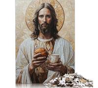 Jesus with Bread And Chalice Puzzle Unique Home Decor Paper Rectangular Jigsaw Puzzle for Adults Teen Gifts 1000pcs (38x26cm)
