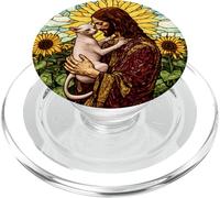 Jesus with Cat in Sunflower Field PopSockets PopGrip for MagSafe