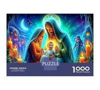 Jesus with Children Jigsaw Puzzle Holy Family in Neon Glow 1000 Pieces Extra-thick Cardboard Thick for Kids Beginners Gift 52x38cm/1000pcs