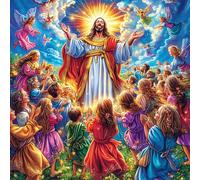 Jesus with Crowd 100 Piece Premium Jigsaw Puzzle Adult Jigsaws Brain Training Hobby Home Decor Winter Gift Unique Shaped Recycled Cardboard 28x28cm